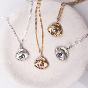 Evil Eye Necklace, 14k Solid Gold Protection Necklace