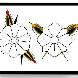 Procreate Tattoo Flower Brushes: 50 Oldschool-stämplar (digital nedladdning) bild 3