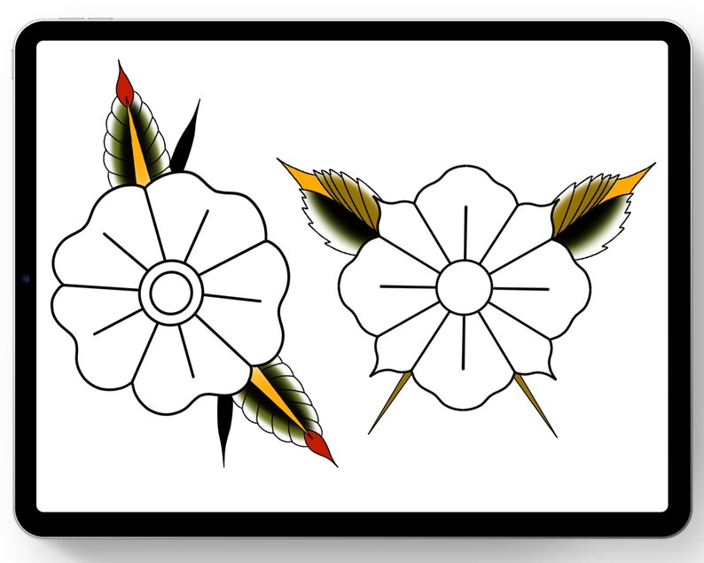 Procreate Tattoo Flower Brushes: 50 Oldschool-stämplar (digital nedladdning) bild 3