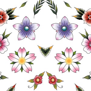 Procreate Tattoo Flower Brushes: 50 Oldschool-stämplar (digital nedladdning) bild 5