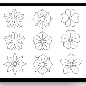 Procreate Tattoo Flower Brushes: 50 Oldschool-stämplar (digital nedladdning) bild 2