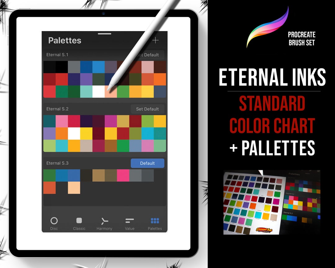 Procreate Tattoo Brushes Eternal Inks Standard Color Palletes Etsy