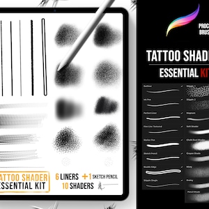 Tattoo Shaders Essential Kit for Procreate, Tattoo Shading Brushes