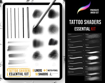 Kit esencial de sombreadores de tatuajes para pinceles de sombreado de tatuajes Procreate