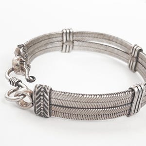 Bali Silver Ethnic bracelet flat  snake chain jewellery Ethnic Balinese jewellery for him best man gift balinese Vintage jewellery
