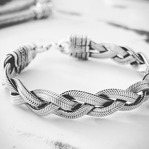 Silber Armband Ethno / vintage / indisch / Silber Schlangenkette / 20 cm / Geschenk für Ihn / Vintage