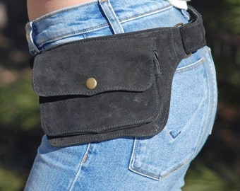 black suede bum bag