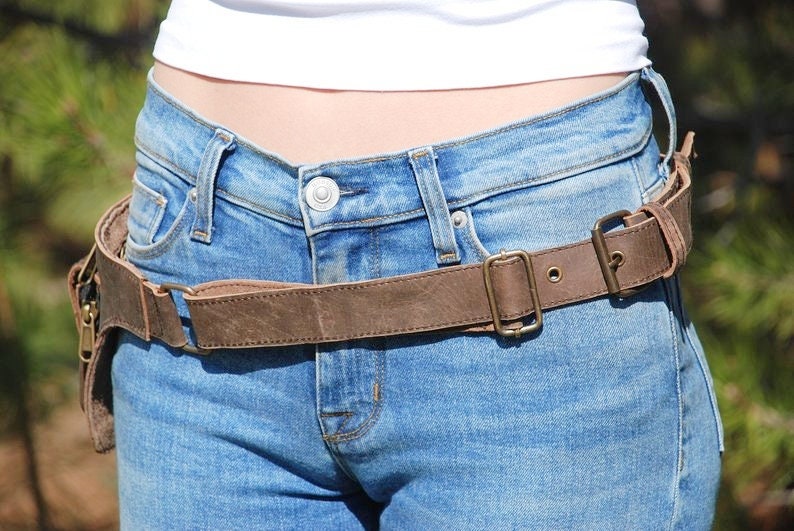 Brown Leather Belt Simple Hip Bag Hip Bag for Women Fanny Pack for Men Festival Waist Bag Fanny Pack for Women Brown Leather Waist Bag