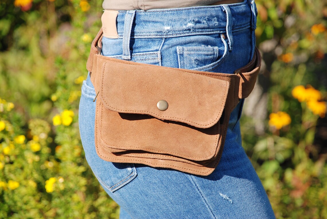 brown suede bum bag