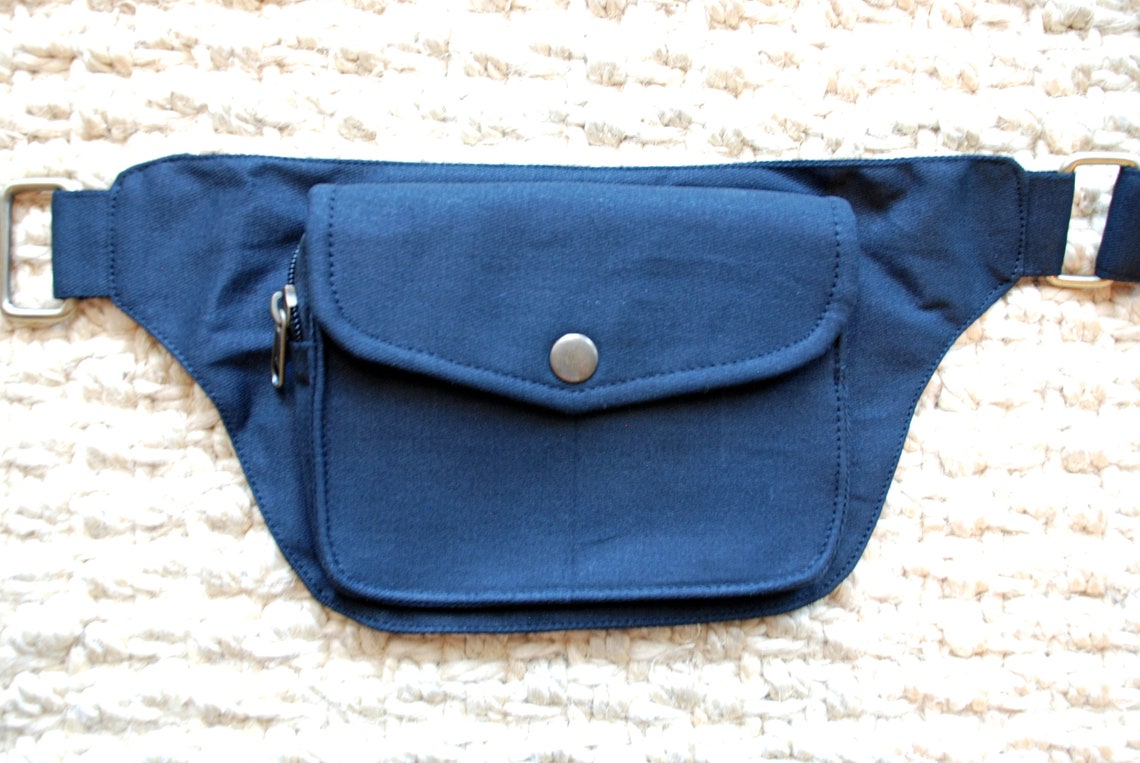 Black Cotton Belt Bag Simple Hip Bag Black Fanny Pack Waist Etsy