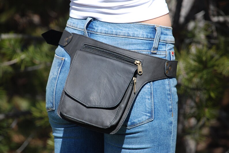 Hip Bag Black Leather Hip Bag Leather Belt Bag Belt Bag Fanny Pack Men Hip Bag Women Belt Bag Men Leather Fanny Pack