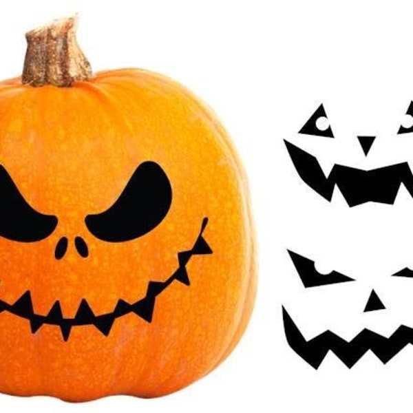 Pumpkin Face Stickers -Jack o Lantern Faces - Halloween Decals - Pumpkin Faces - Set of 4 Faces