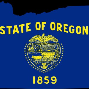 Oregon  Flag Map Adhesive Decal, Vinyl Stickers