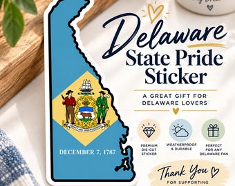 Delaware State Flag Adhesive Decal, vinyl stickers
