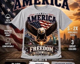 America Freedom Since 1776 Patriotic Eagle T-Shirt, USA Flag Shirt, American Pride Tee, Fourth of July Gift, USA Graphic Tee