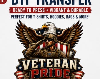 Honor Service Sacrifice DTF Transfer | Patriotic Eagle Heat Transfer | Veteran Shirt Transfer | Military Pride | Ready to Press