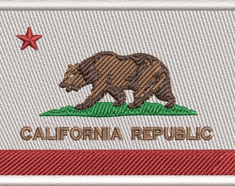 California Flag Patch - Embroidered CA Republic & Bear Badge 3.25 (Iron On