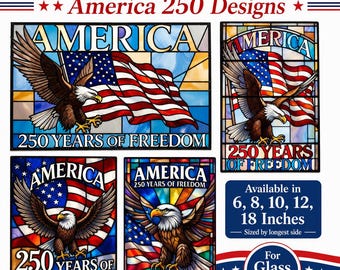America 250 Stained Glass Eagle Window Clings Set, Patriotic Freedom Decor (4 Pieces)
