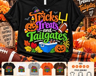 Tricks Treats Tailgates Shirt, Halloween Football Fall Tee, Game Day Gift