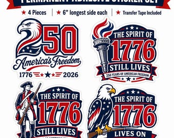 America Patriotic Sticker Set – 4pc 6" Vinyl Decals (1776-2026)