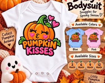Baby Halloween Bodysuit, Pumpkin Kisses, Cotton Knit, 3-12 Months
