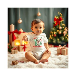 Baby&#39;s First Christmas Short Sleeve bodysuit