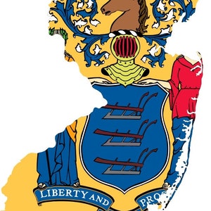 New Jersey  Flag Map Adhesive Decal, Vinyl Stickers