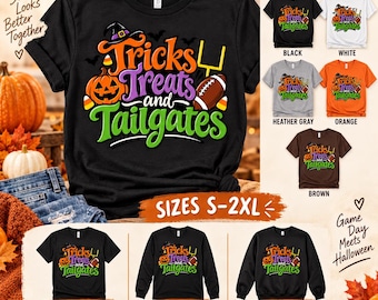 Tricks Treats Tailgates Shirt, Halloween Football Fall Tee, Game Day Gift