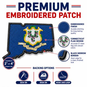 Embroidered Connecticut Flag Patch