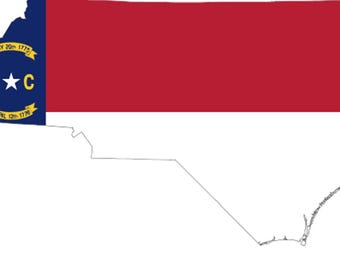 North Carolina  Flag Map Adhesive Decal, Vinyl Stickers