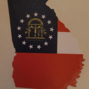 Georgia  Flag Map Adhesive Decal, Vinyl Stickers