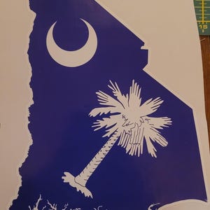 South Carolina  Flag Map Adhesive Decal, Vinyl Stickers