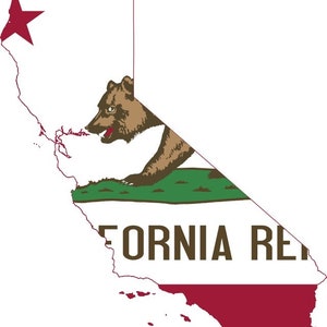 California  Flag Map Adhesive Decal, Vinyl Stickers