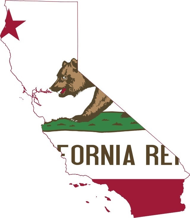 California  Flag Map Adhesive Decal, Vinyl Stickers