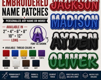 Custom Embroidered Name Patch, Personalized Snow Cap Name Patch, Custom Sew On Patch, Stocking Name Tag, Backpack Jacket Hat Patch