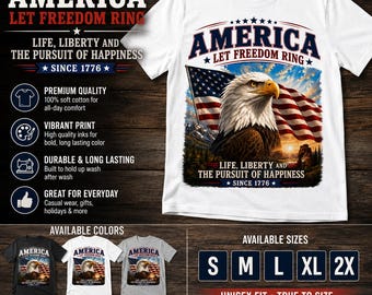 America Freedom Since 1776 Patriotic Eagle T-Shirt, USA Flag Shirt, American Pride Tee, Fourth of July Gift, USA Graphic Tee