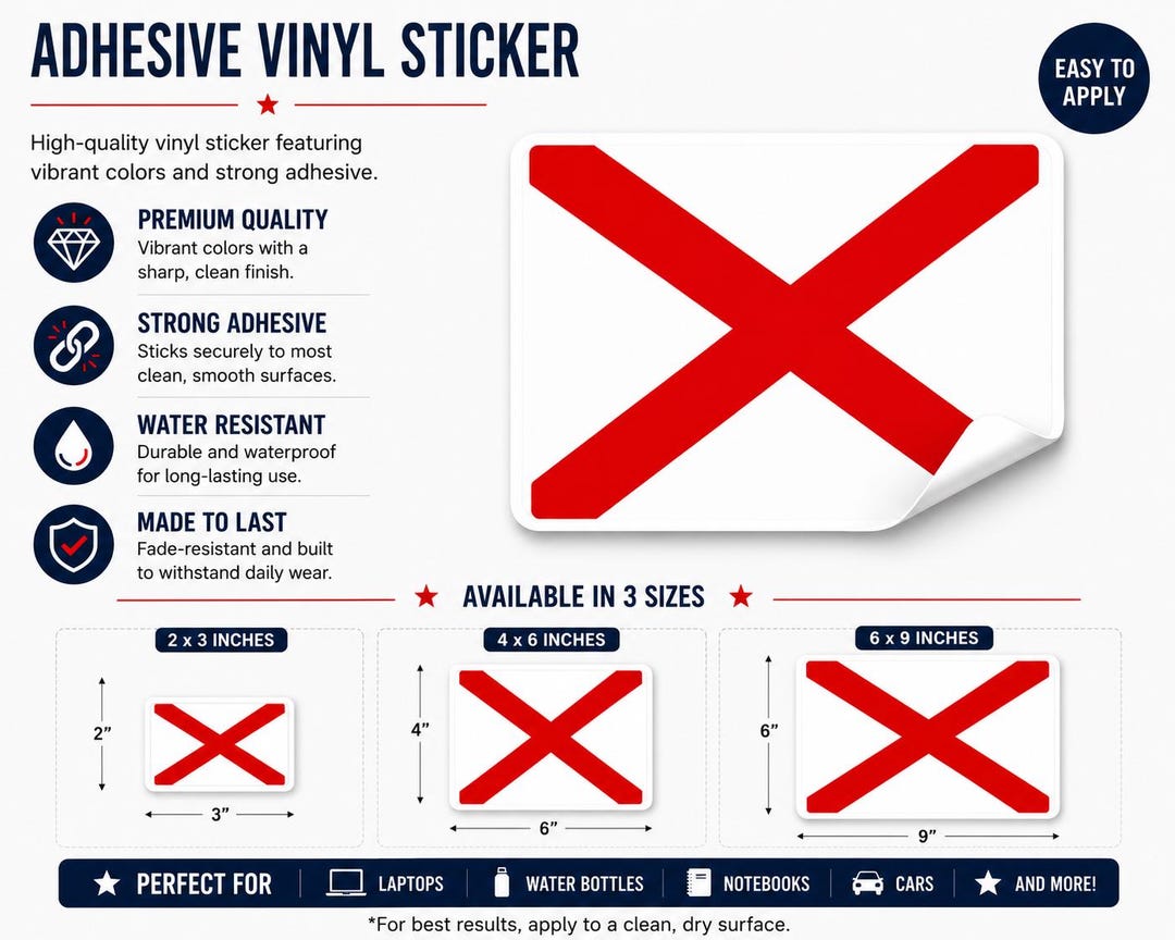 Alabama State Flag Adhesive Decal, Vinyl Stickers - Etsy