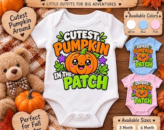 Baby Halloween Bodysuit, Pumpkin Patch Graphic, Cotton Knit, 3-12 Months