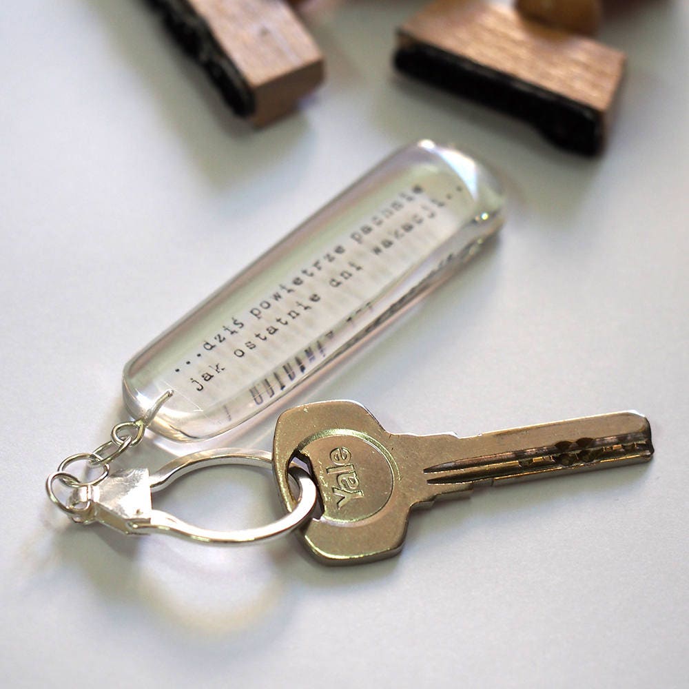 Custom Sterling Silver Key Chain with your own sentence. Etsy