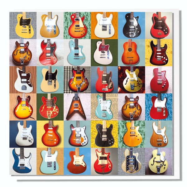 Electric Guitars Vintage Male Birthday Card