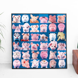 Pigs | Pig Digital Art | High Quality Printable Poster | Downloadable Wall Art | Wall Decor | Vintage Toys | Piggy Gift | Pork Present