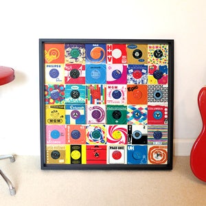 7 Inch Record Sleeves | Retro Vinyl 45rpm Wall Art | Gift for Music Lover | Singles Digital Art | Present for Record Collector | Nostalgia