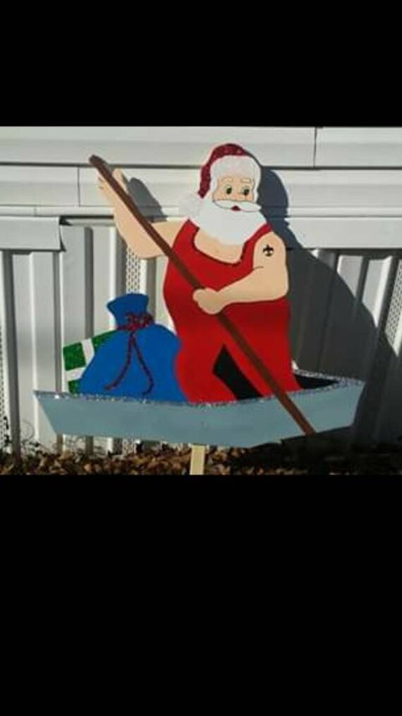 Santa In Pirogue With Two Gators Etsy
