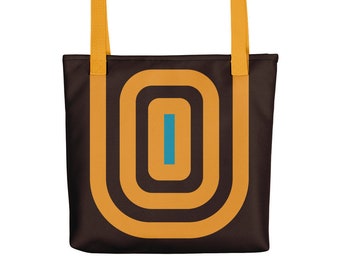 Graphic Tote Bag – Modern Brown, Yellow & Blue Design