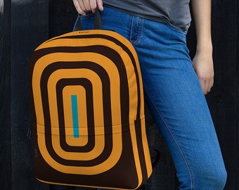 Geometric Pattern Laptop Backpack – Water-Resistant Polyester