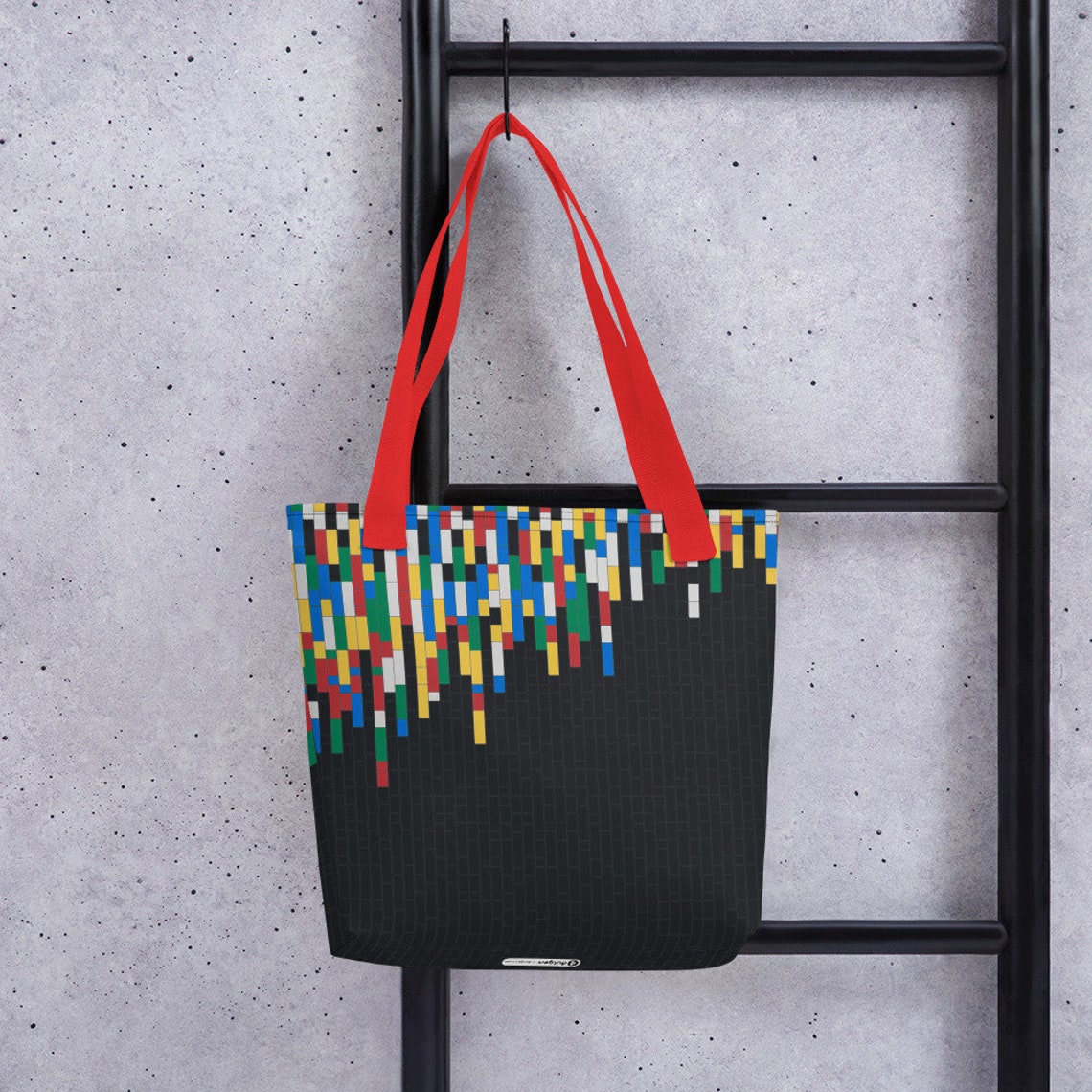 Building Blocks Tote Bags Dark Grey / Fashion Tote Bag for Women / Cute Birthday Girl Gift Idea