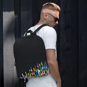 Building Blocks Backpack / Dark Grey College Laptop Backpack / Office Commuter Backpack /  ModernBackpack / Cool gift for Back to School