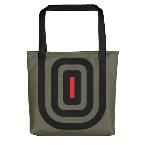 Modern Graphic Tote Bag – Black, Gray, & Red Design