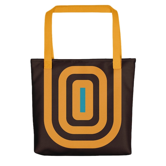 Graphic Tote Bag – Modern Brown, Yellow & Blue Design
