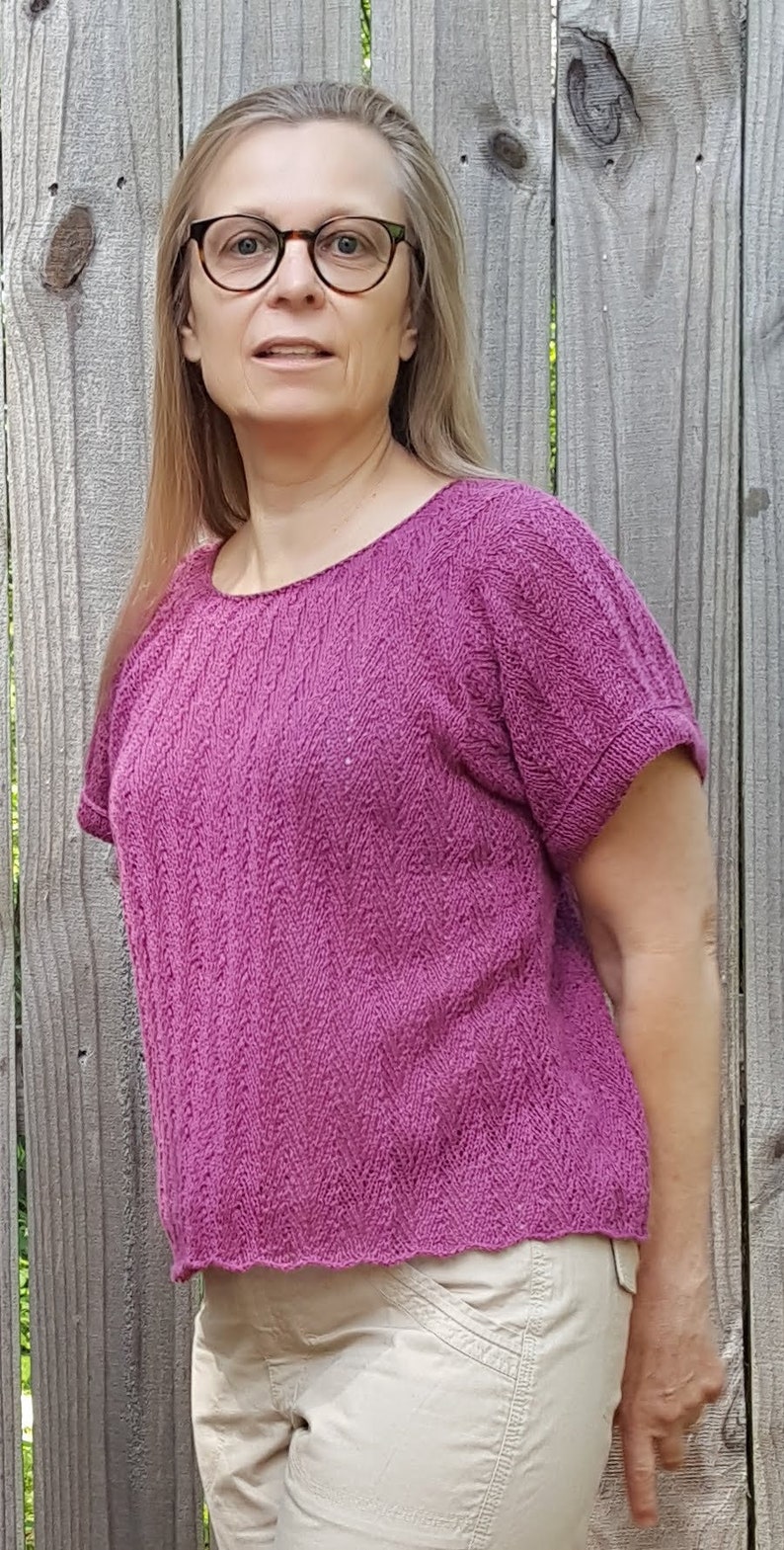 Instant Download Knitting Pattern for Summer Herringbone Linen Tee